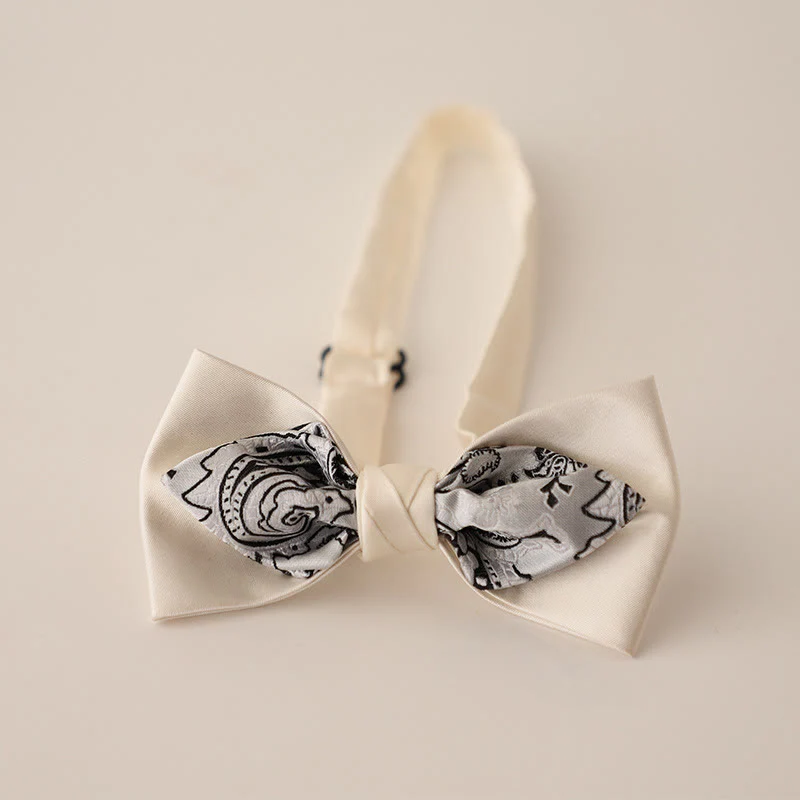 Paisley Adjustable Strap Two-Layer Satin Bow Tie - Image 2
