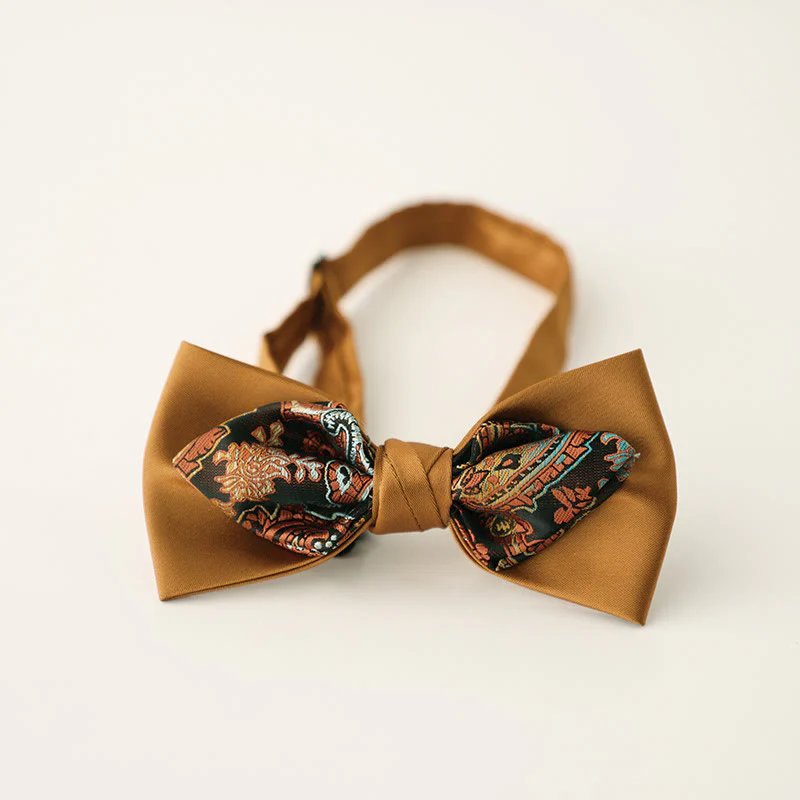 Paisley Adjustable Strap Two-Layer Satin Bow Tie - Image 5