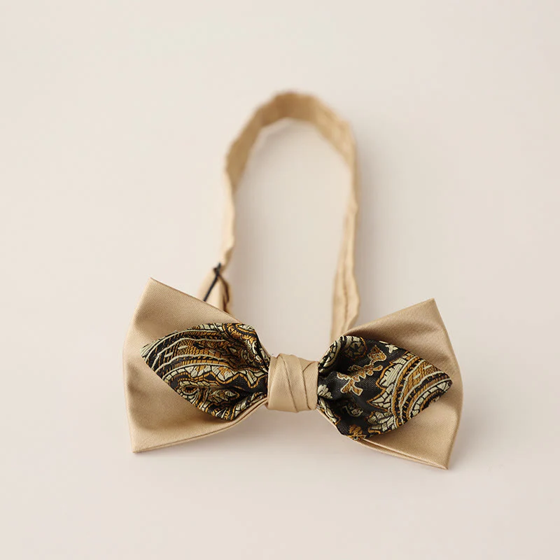 Paisley Adjustable Strap Two-Layer Satin Bow Tie - Image 6