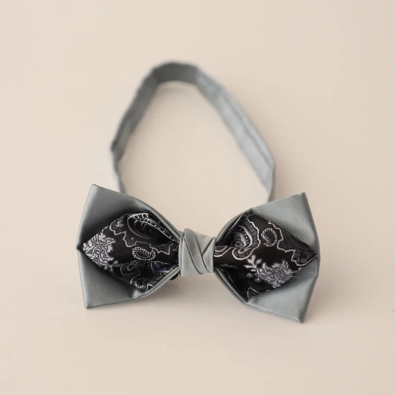 Paisley Adjustable Strap Two-Layer Satin Bow Tie - Image 7