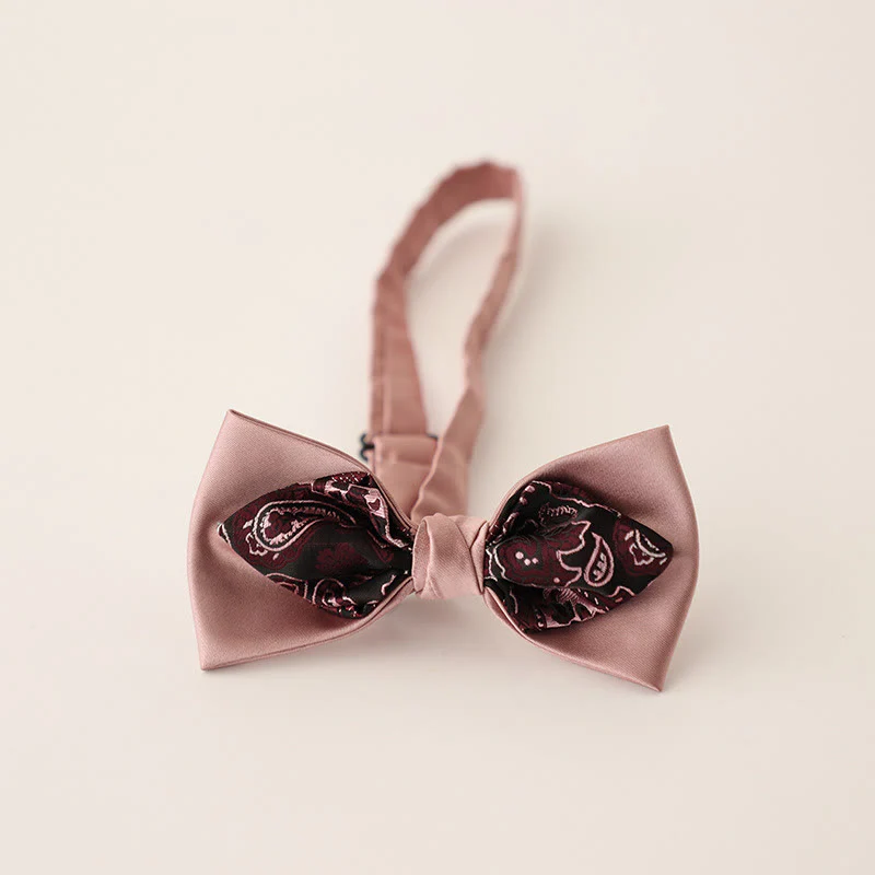 Paisley Adjustable Strap Two-Layer Satin Bow Tie - Image 8