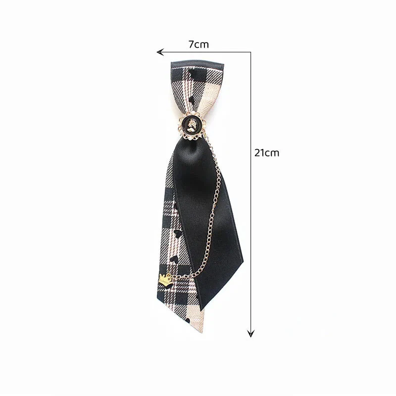 Patchwork Plaid and Solid Fabric Chain Decor Adjustable Necktie - Image 5