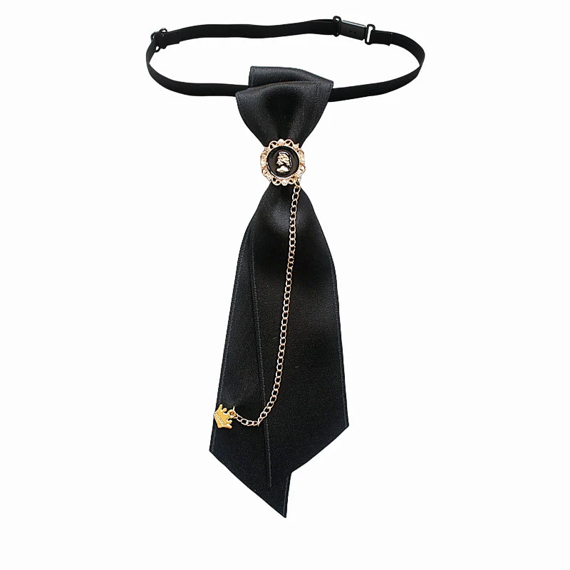 Patchwork Plaid and Solid Fabric Chain Decor Adjustable Necktie - Image 8