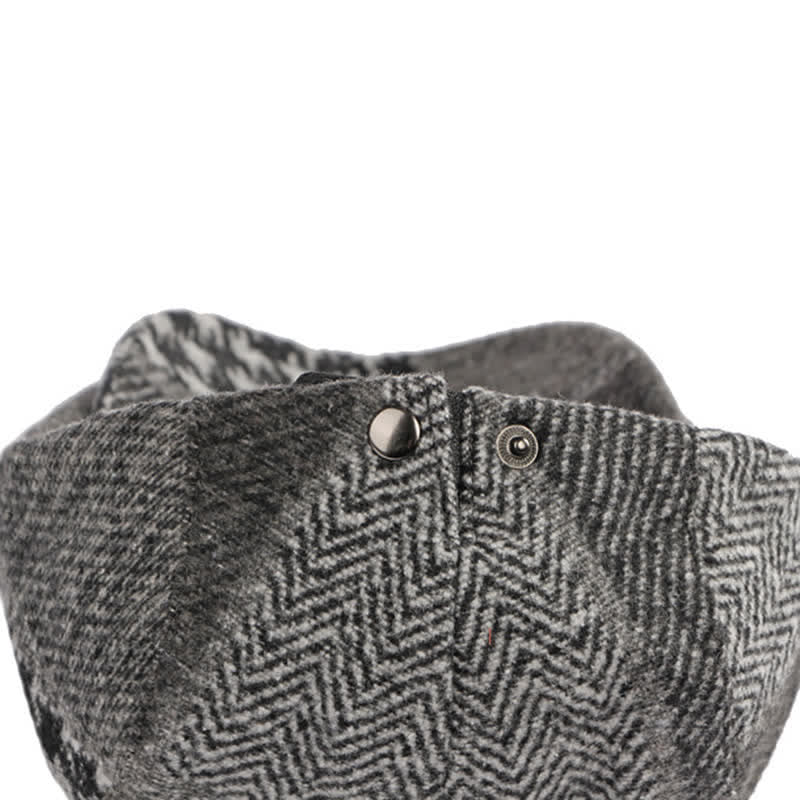 Patchwork Stitching Herringbone Tweed Beret Hat - Image 12
