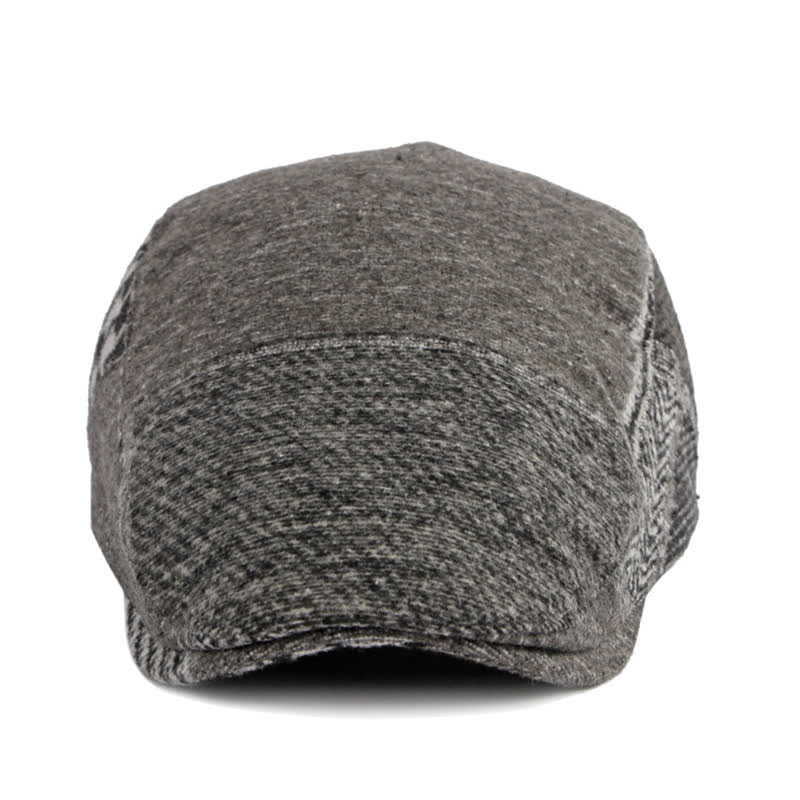 Patchwork Stitching Herringbone Tweed Beret Hat - Image 9