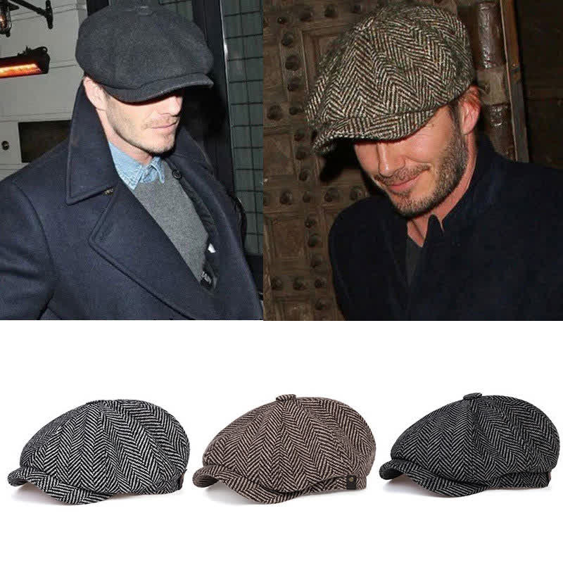 Peaky Hat Herringbone Pattern Octagonal Beret Cap - Image 2