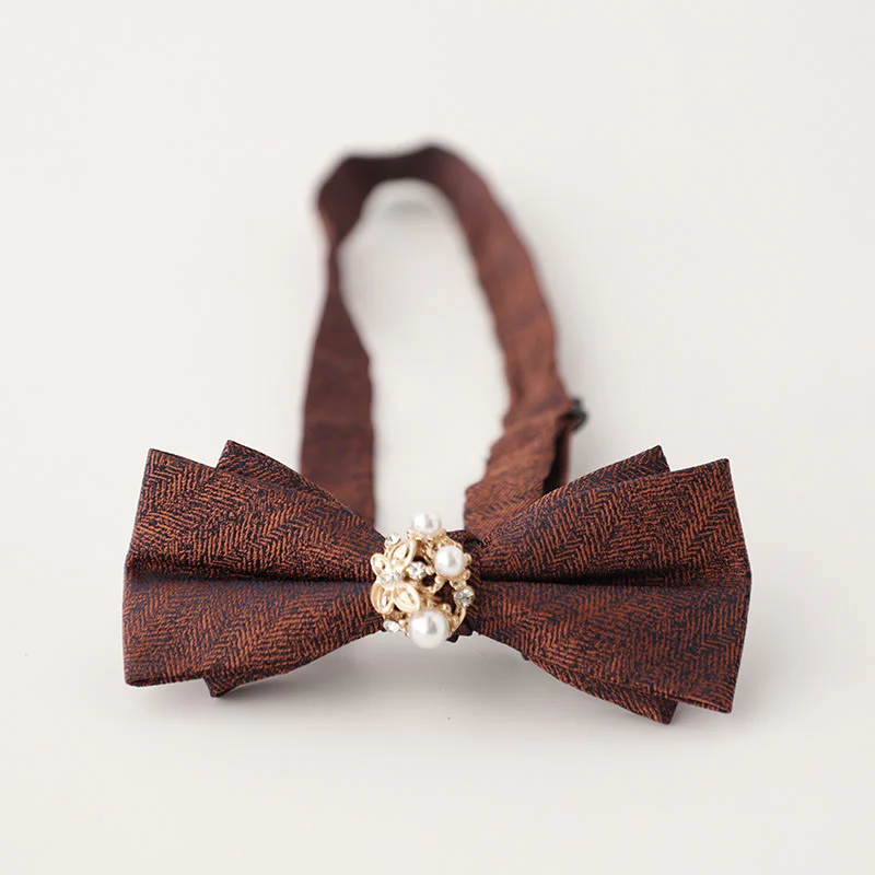 Pearl Jacquard Double Layer Adjustable Strap Bow Tie - Image 11