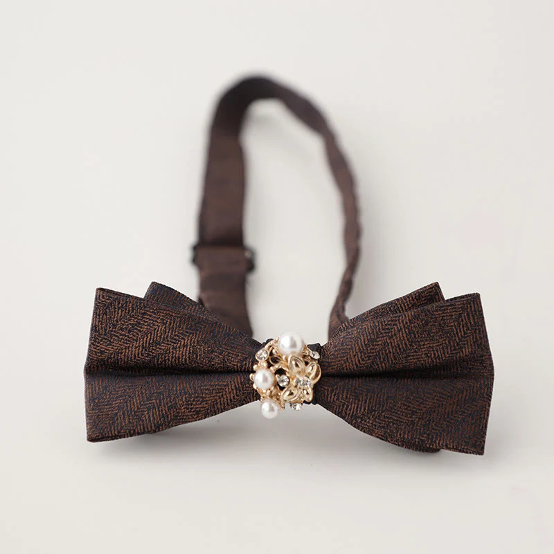 Pearl Jacquard Double Layer Adjustable Strap Bow Tie - Image 12