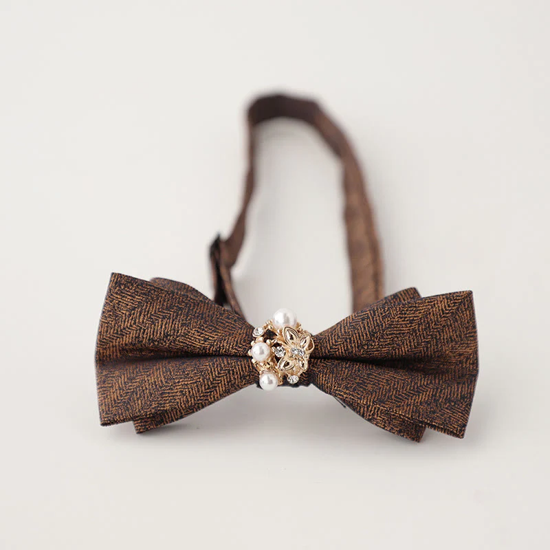 Pearl Jacquard Double Layer Adjustable Strap Bow Tie - Image 13