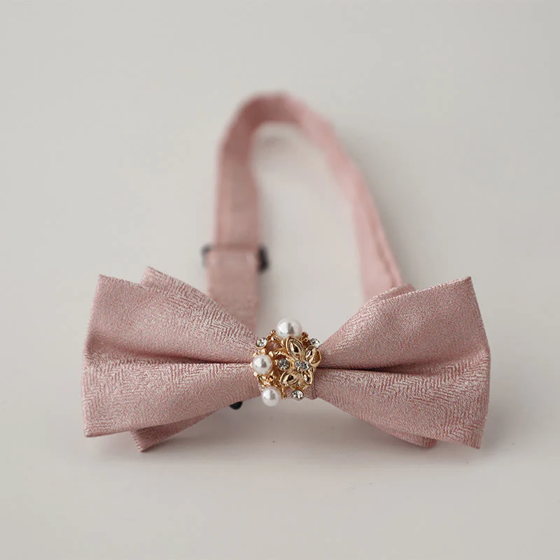 Pearl Jacquard Double Layer Adjustable Strap Bow Tie - Image 14