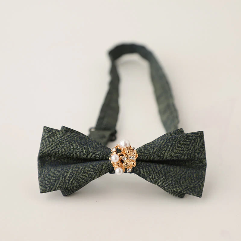 Pearl Jacquard Double Layer Adjustable Strap Bow Tie - Image 15