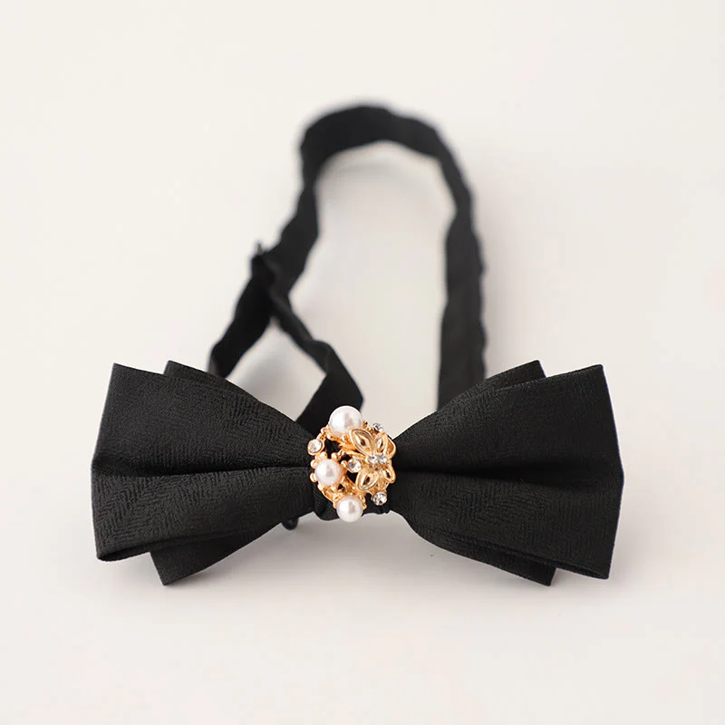 Pearl Jacquard Double Layer Adjustable Strap Bow Tie - Image 2
