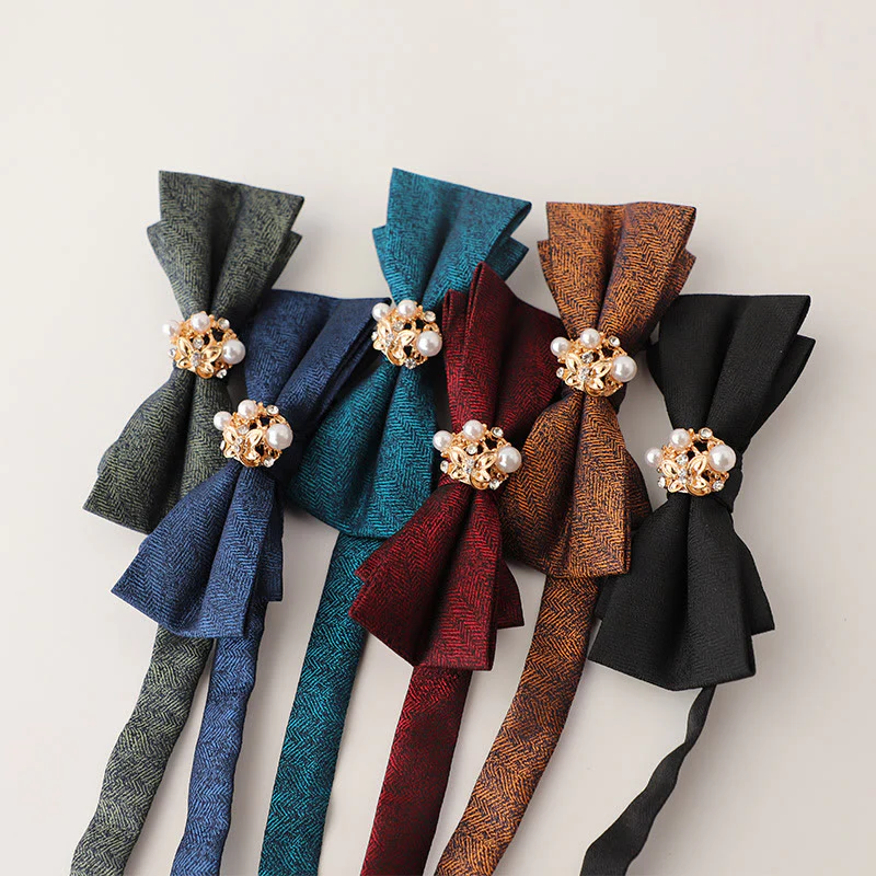 Pearl Jacquard Double Layer Adjustable Strap Bow Tie - Image 3