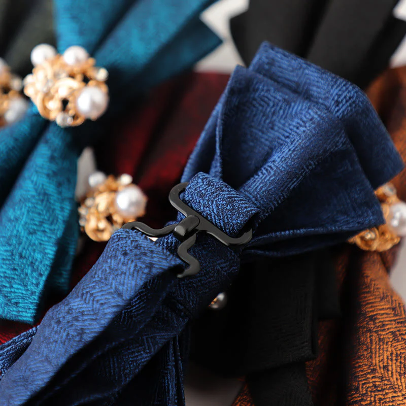 Pearl Jacquard Double Layer Adjustable Strap Bow Tie - Image 5