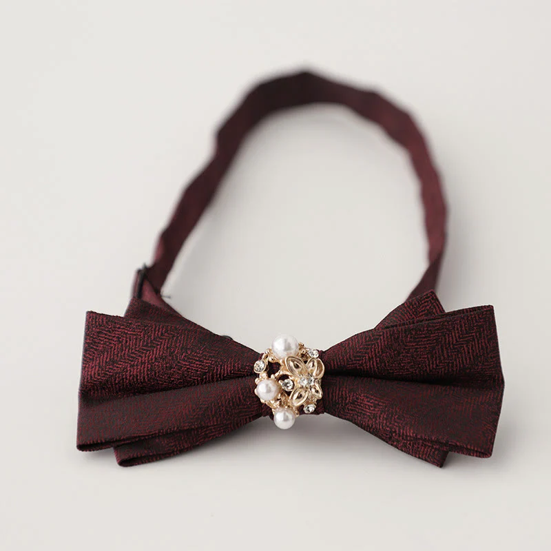 Pearl Jacquard Double Layer Adjustable Strap Bow Tie - Image 6