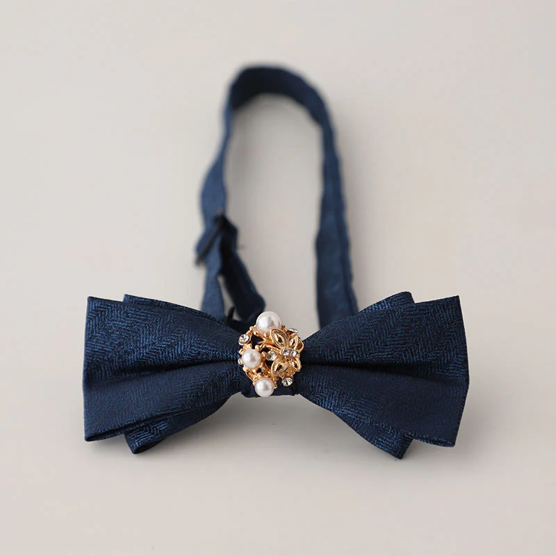 Pearl Jacquard Double Layer Adjustable Strap Bow Tie - Image 7