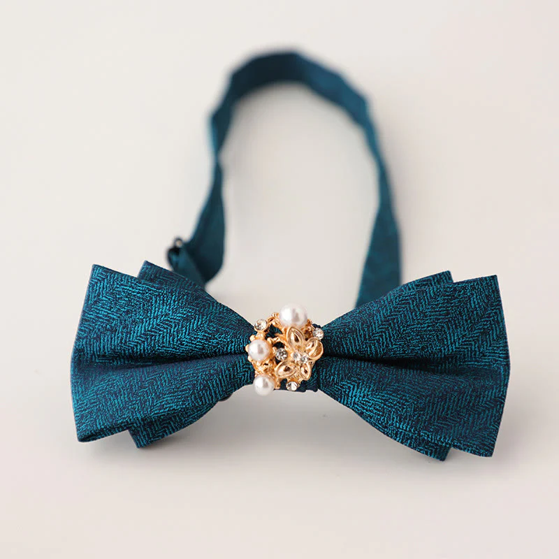 Pearl Jacquard Double Layer Adjustable Strap Bow Tie - Image 8