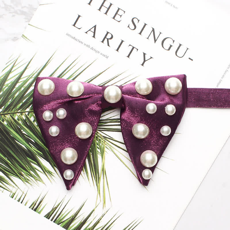 Pearls Bright Oversized Pointed Bow Tie - Image 15