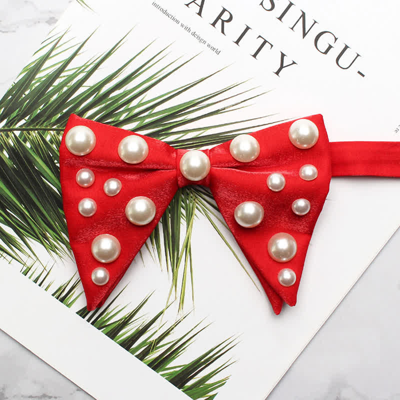 Pearls Bright Oversized Pointed Bow Tie - Image 2