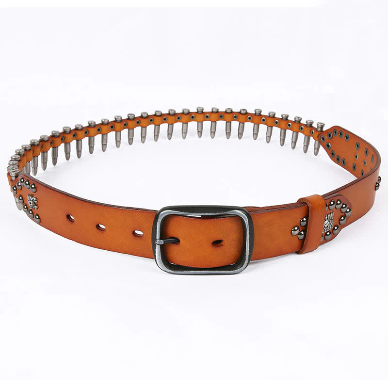 Personality Cool Bullet Rivet Leather Belt - Image 2