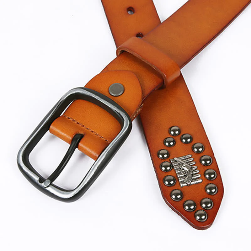 Personality Cool Bullet Rivet Leather Belt - Image 6