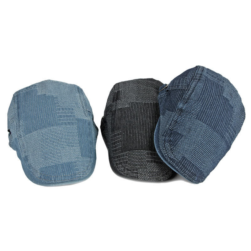 Personality Painter Washed Denim Beret Flat Cap - Image 2