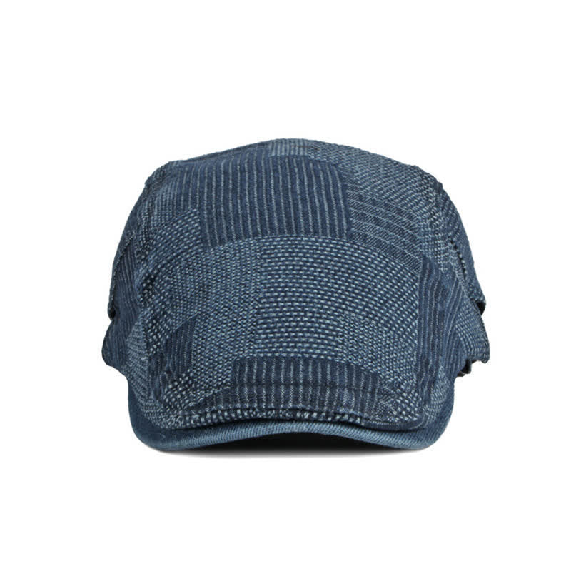 Personality Painter Washed Denim Beret Flat Cap - Image 4