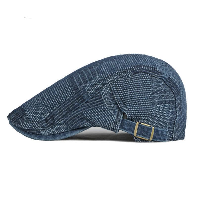 Personality Painter Washed Denim Beret Flat Cap - Image 6