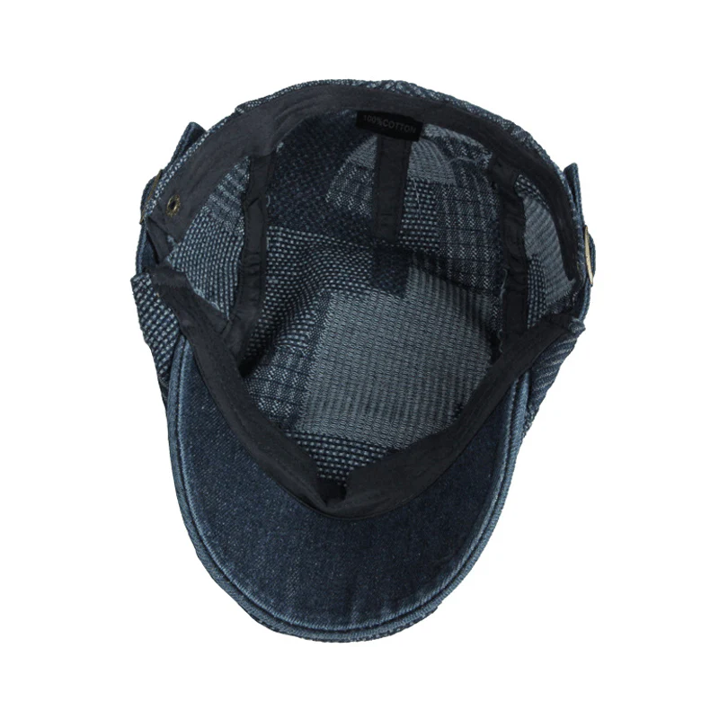Personality Painter Washed Denim Beret Flat Cap - Image 8