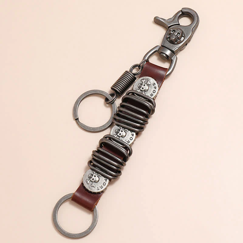 Personality Skull Head Shape Leather Keychain - Image 3