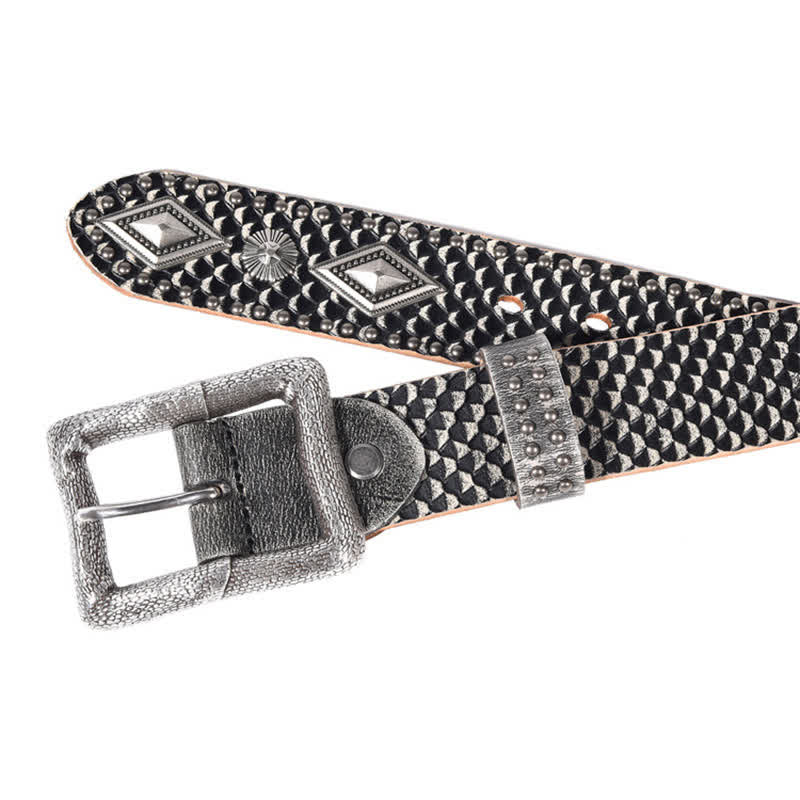 Personality Snake Skin Pattern Rivets Leather Belt - Image 7
