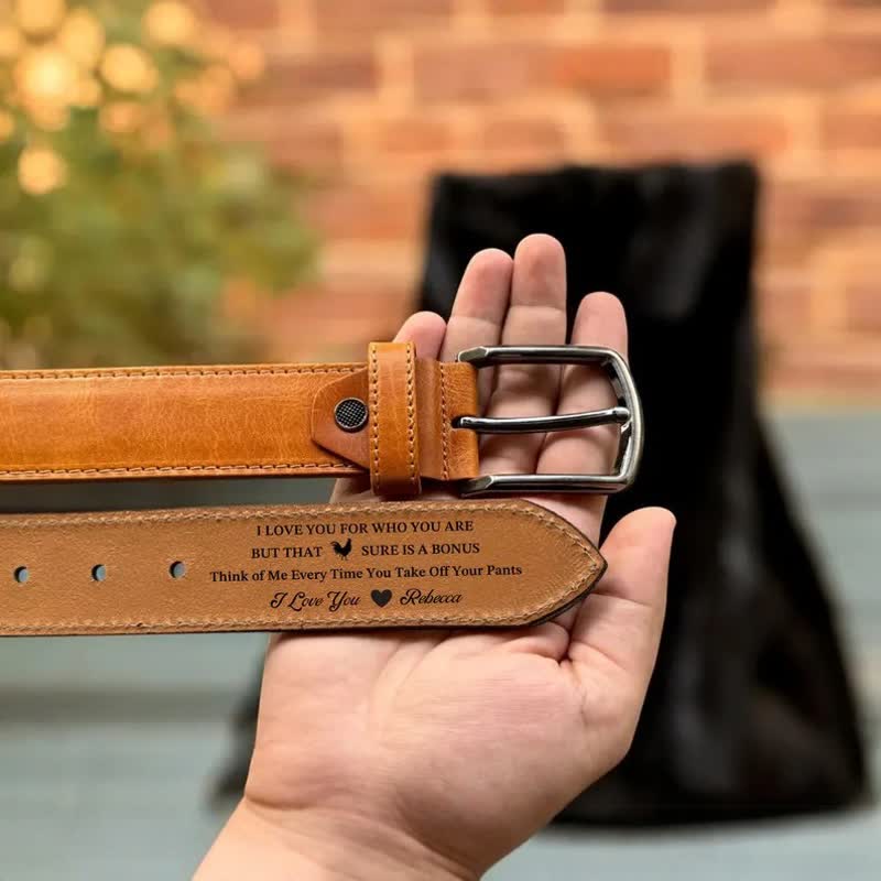 Personalized Custom Name Text Engraved Leather Belt - Image 5