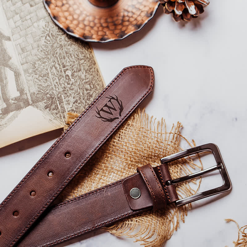 Personalized Custom Name Text Engraved Leather Belt - Image 7