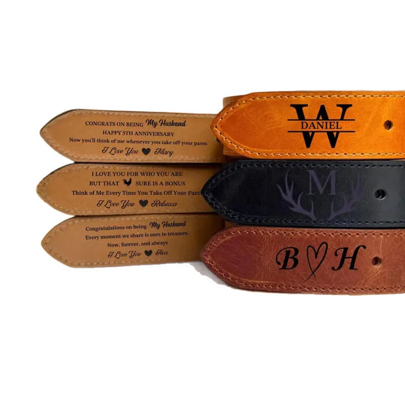 Personalized Custom Name Text Engraved Leather Belt - Image 8