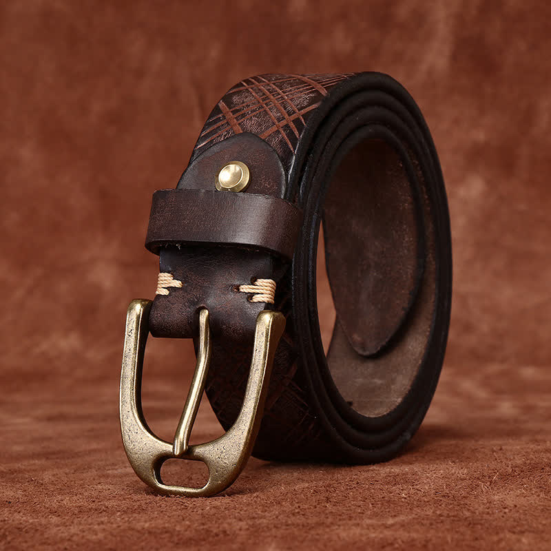 Personalized Diamond Embossed Thicken Leather Belt - Image 11