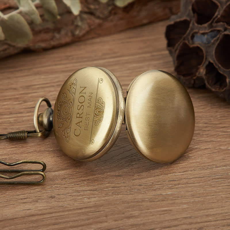 Personalized Engraved Custom Mechanical Pocket Watch - Image 5