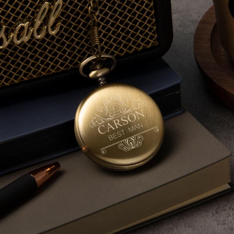 Personalized Engraved Custom Mechanical Pocket Watch - Image 6