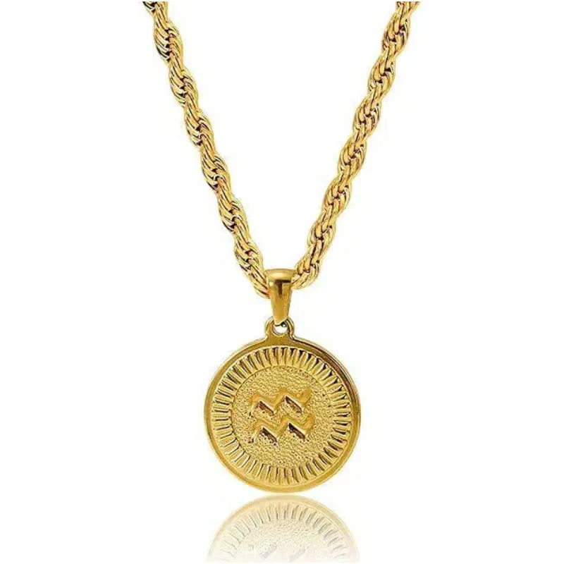 Personalized Zodiac Symbol Coin Pendant Necklace - Image 11