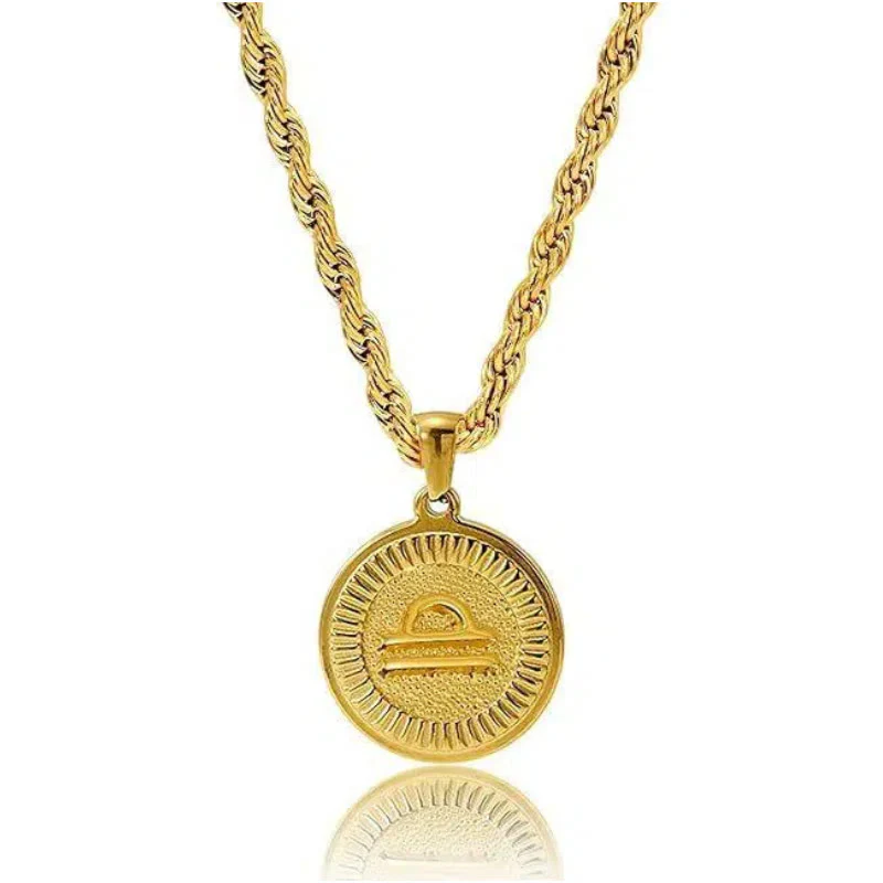 Personalized Zodiac Symbol Coin Pendant Necklace - Image 12