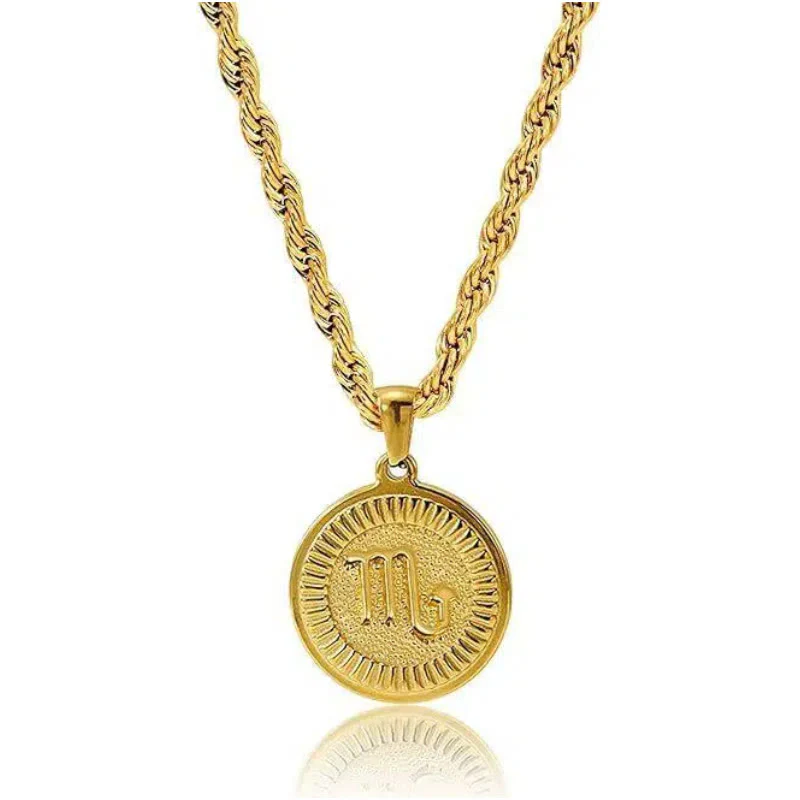 Personalized Zodiac Symbol Coin Pendant Necklace - Image 13