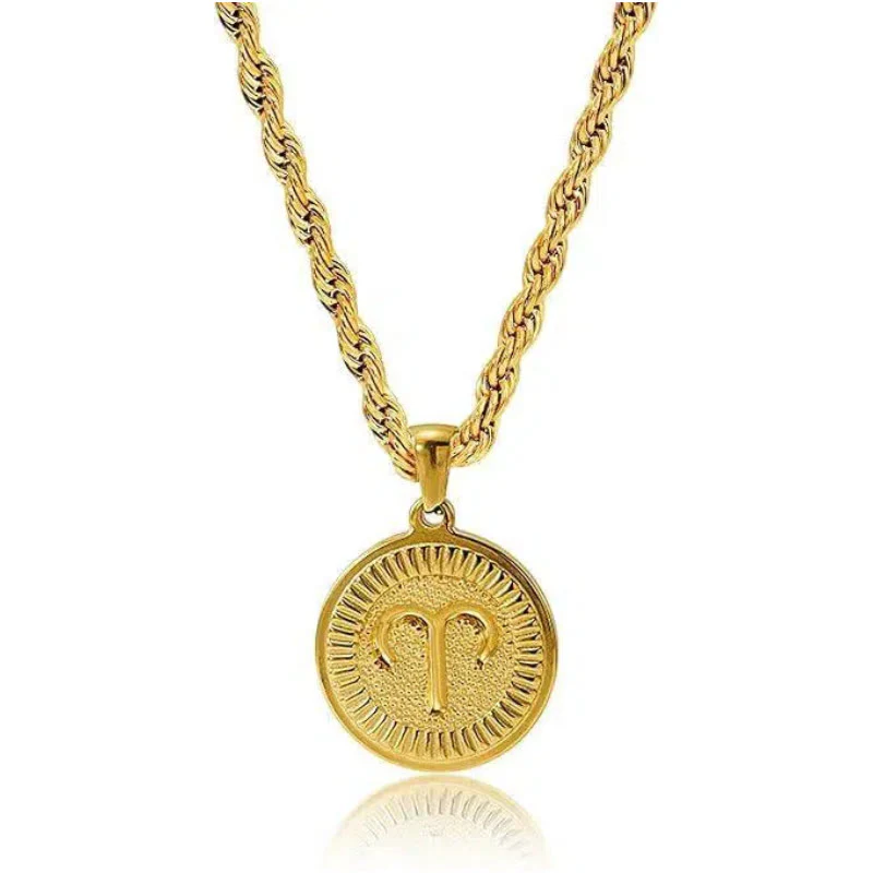 Personalized Zodiac Symbol Coin Pendant Necklace - Image 2