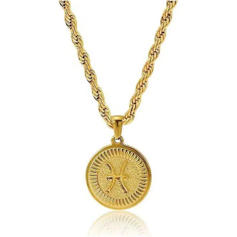 Personalized Zodiac Symbol Coin Pendant Necklace - Image 9