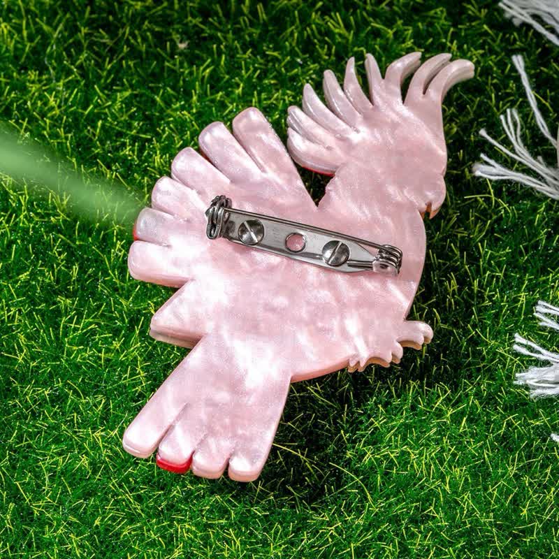 Pink Parrot Bird Handmade Acrylic Brooch - Image 4