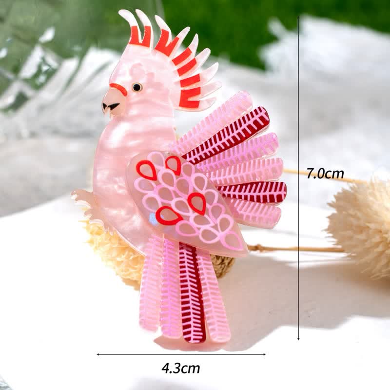Pink Parrot Bird Handmade Acrylic Brooch - Image 5