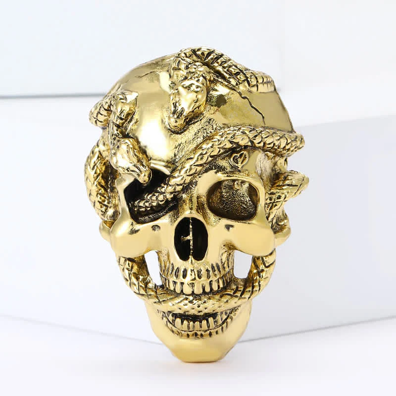Pirate Gothic Skull Head & Surrounding Snake Brooch - Image 3