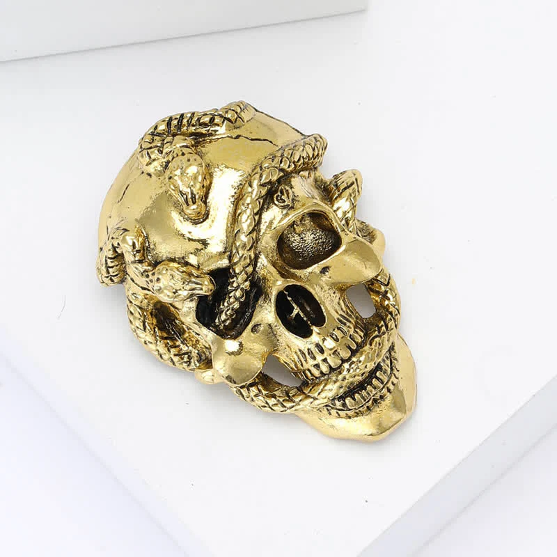 Pirate Gothic Skull Head & Surrounding Snake Brooch - Image 6