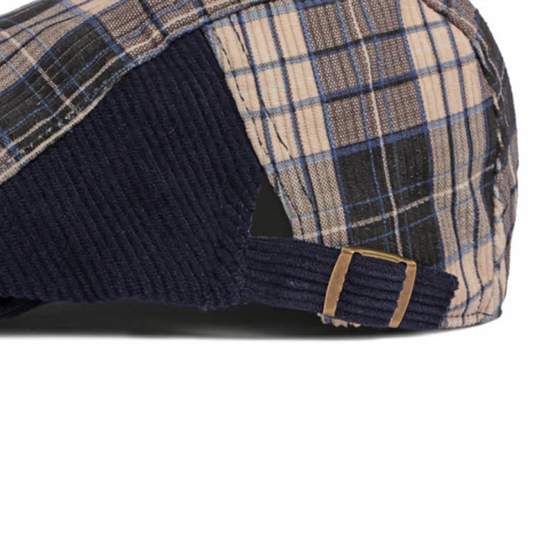 Plaid Corduroy Cotton Duckbill Visor Beret Hat - Image 12