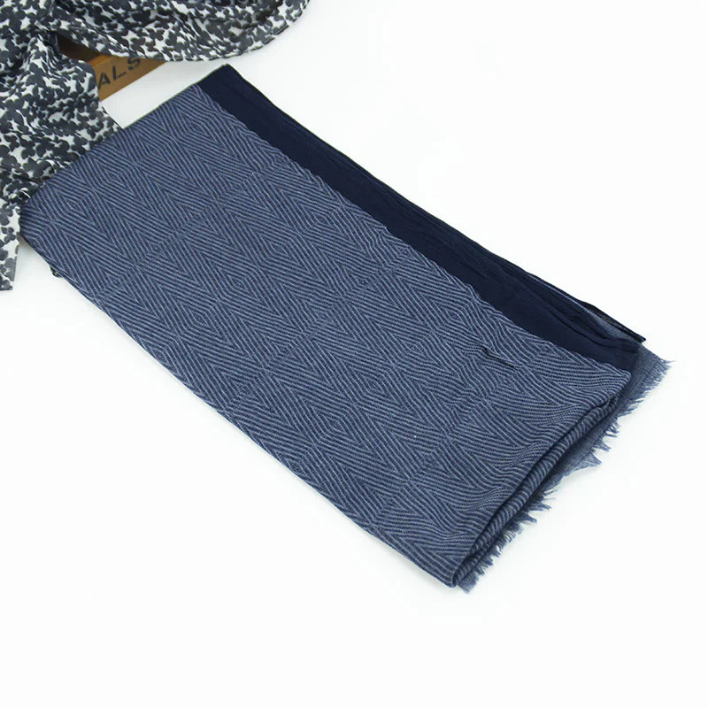 Plain Color Herringbone Pleats Light Thin Scarf - Image 2