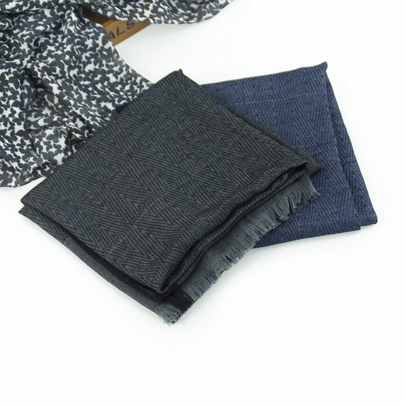 Plain Color Herringbone Pleats Light Thin Scarf - Image 3