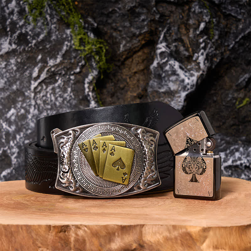 Poker Ace DIY Hidden Knife Belt Buckle Black Ice Lighter Bundle Set - Image 4